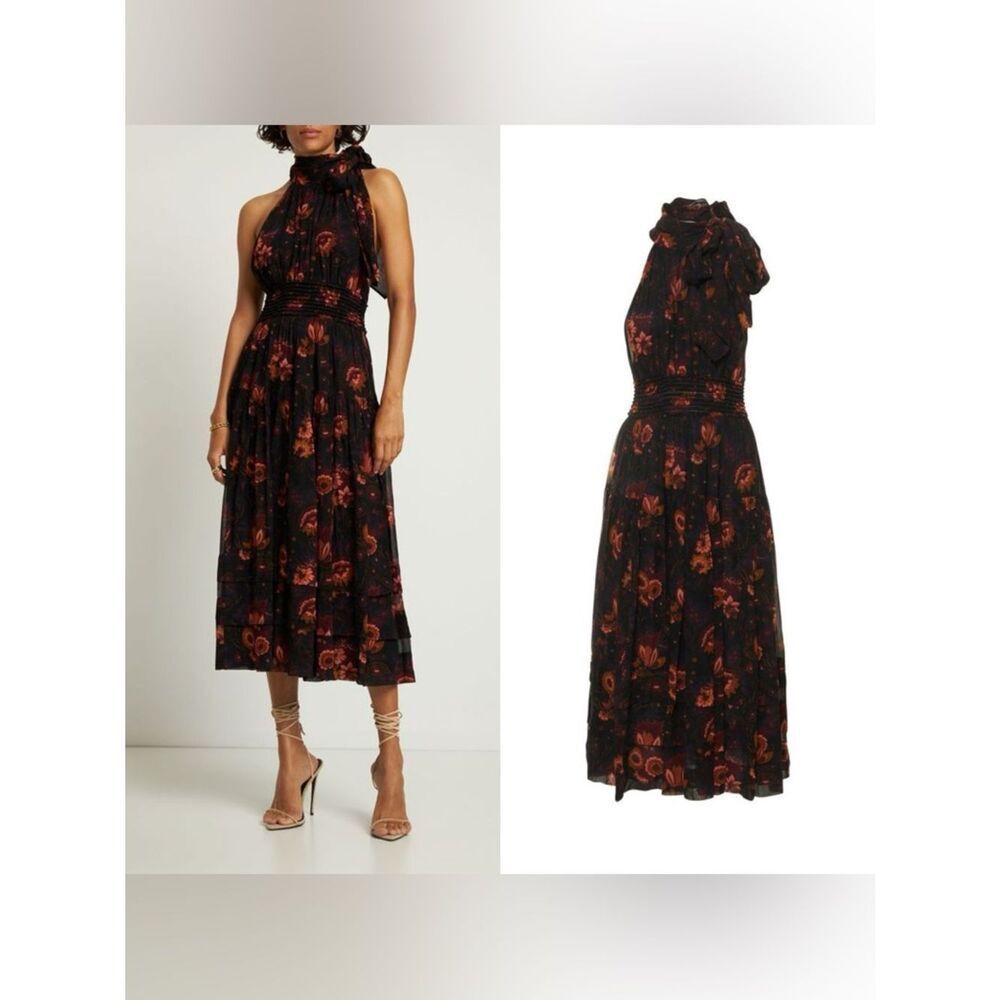 ULLA JOHNSON $790 Maya Printed Silk Midi Dress
